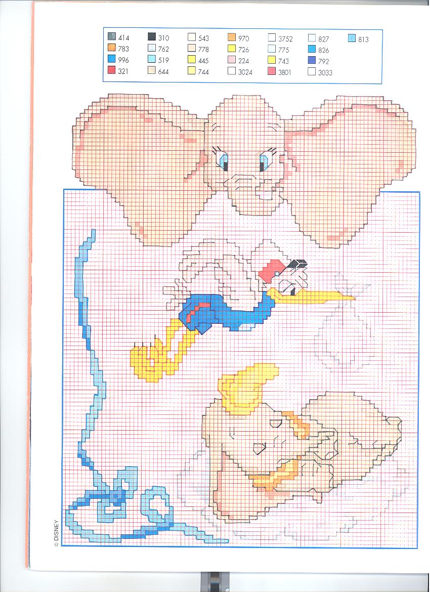 Schema punto croce Dumbo 001